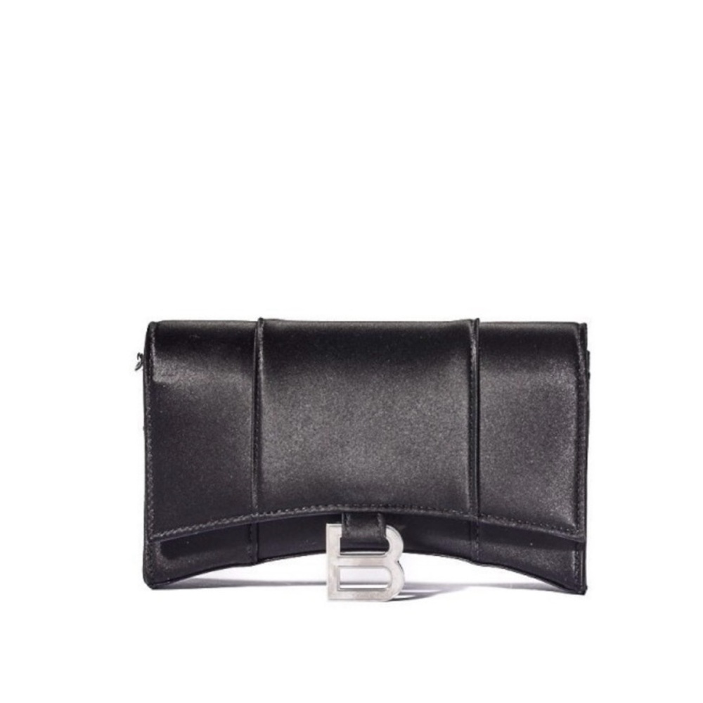 NEW BALENCIAGA SATIN Hourglass Wallet On Chain